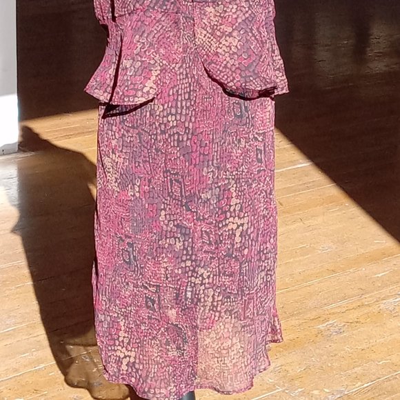 Burgundy and tan Shear two-piece dress set - Picture 4 of 11